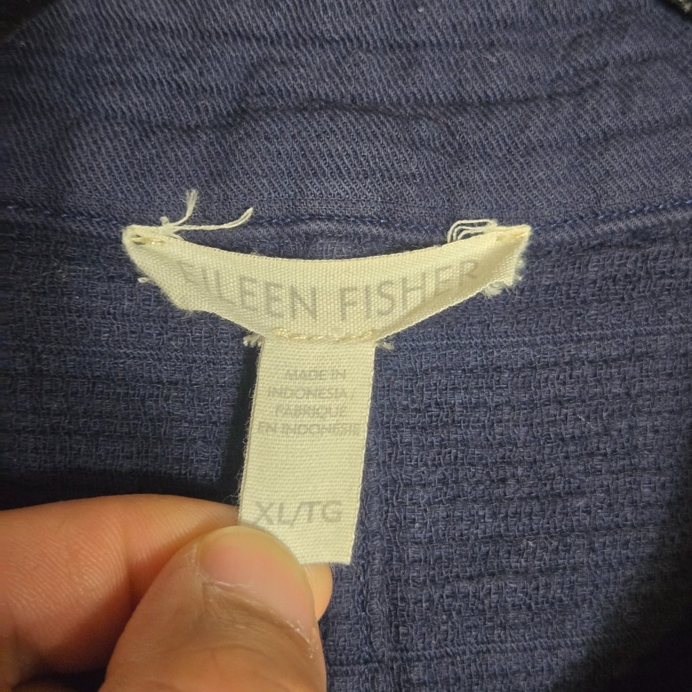 Eileen Fisher Jacket Womens Small Blue Organic Cotton Stand Collar Button Up XL - Picture 5 of 10